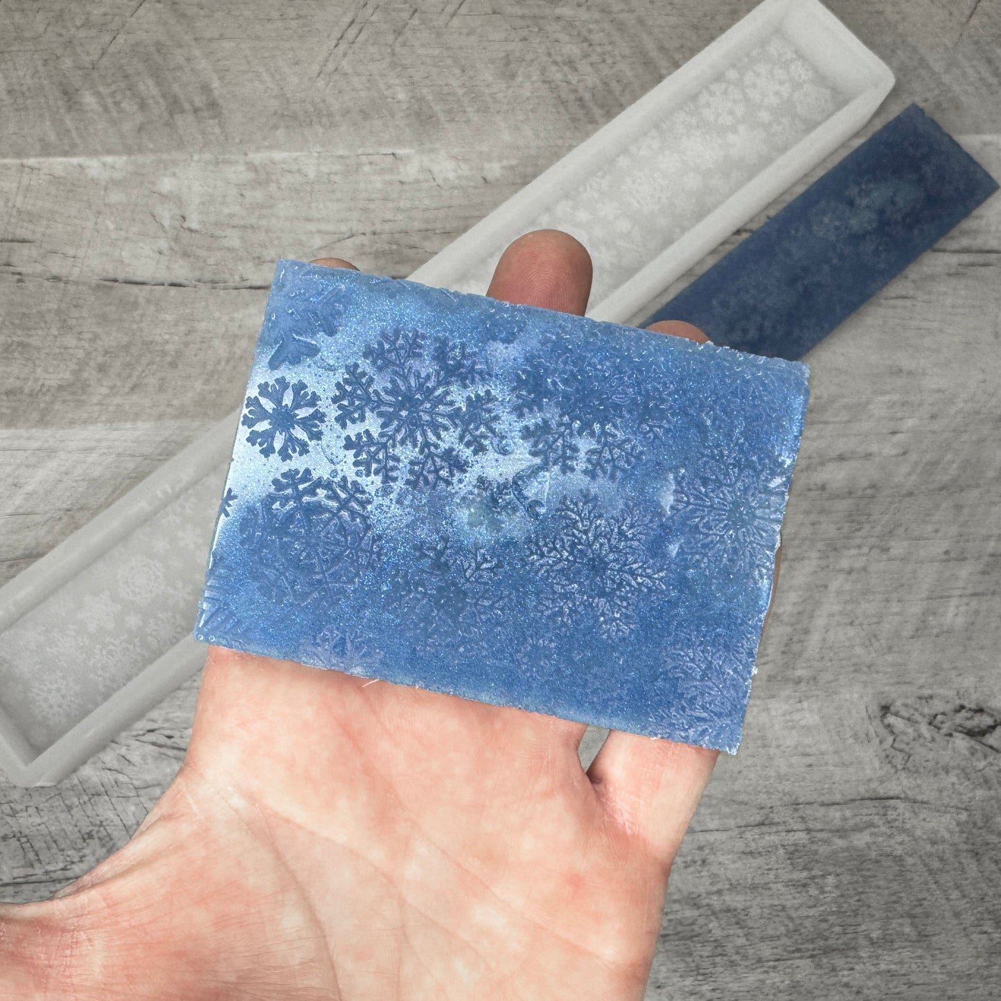 Flat Textured Soap Loaf Silicone Mold - Snowflakes