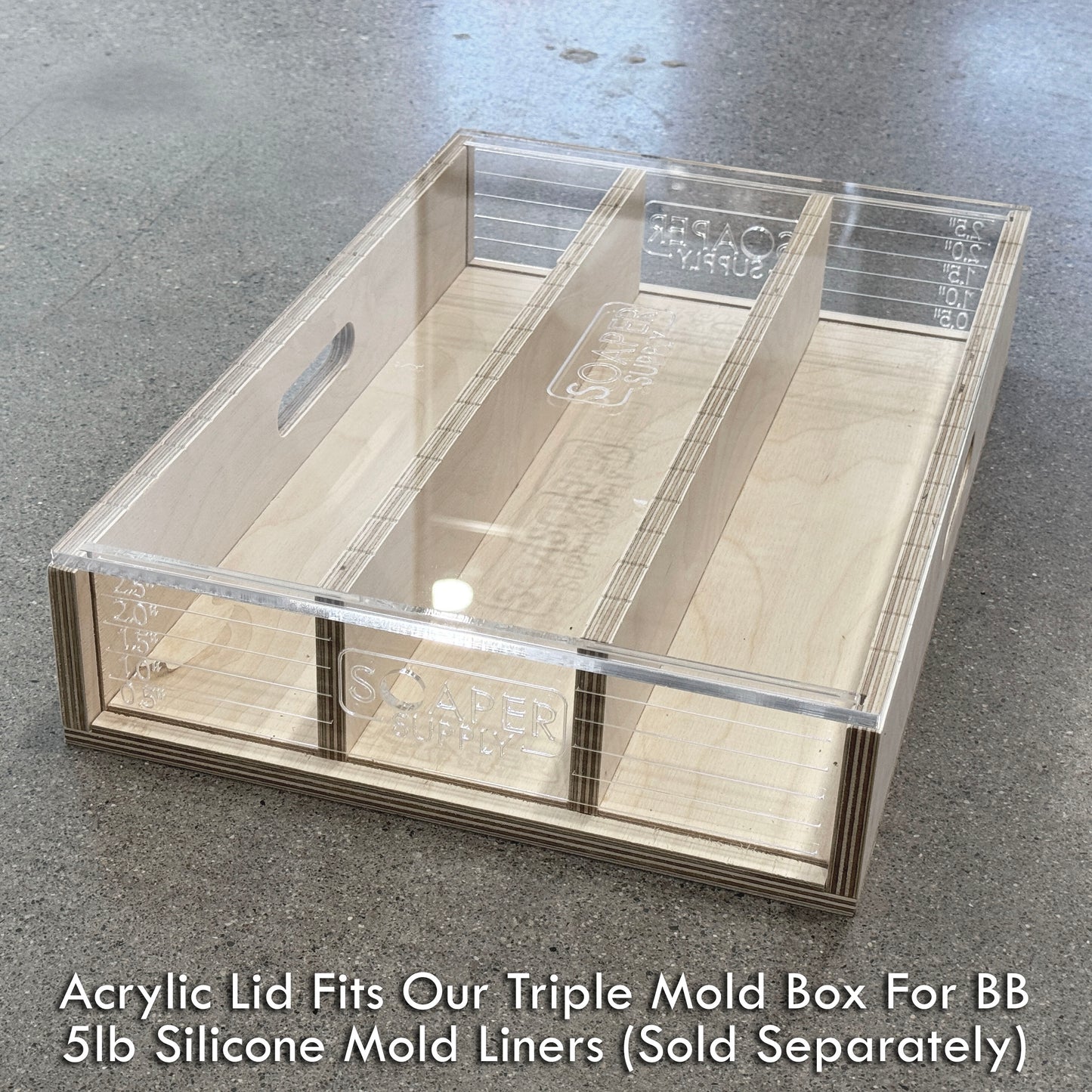 Acrylic Lid / Cover For 18.5X12.3X3.25 Triple Mold Box For BB Liners