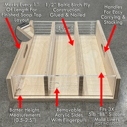 Triple Mold Box For BB 5lb Silicone Mold Liners (15lb)