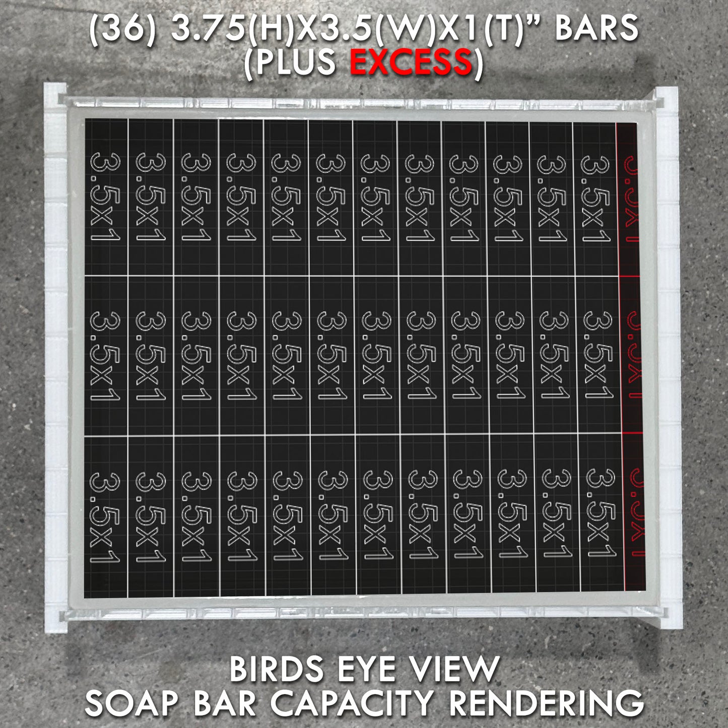 12.5X10.55X3.75" Ultimate Soap Loaf Mold (50 Tall/Skinny Bars)